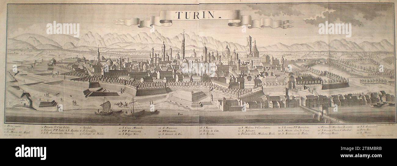 Veduta di Torino (stampa antica). Stock Photo