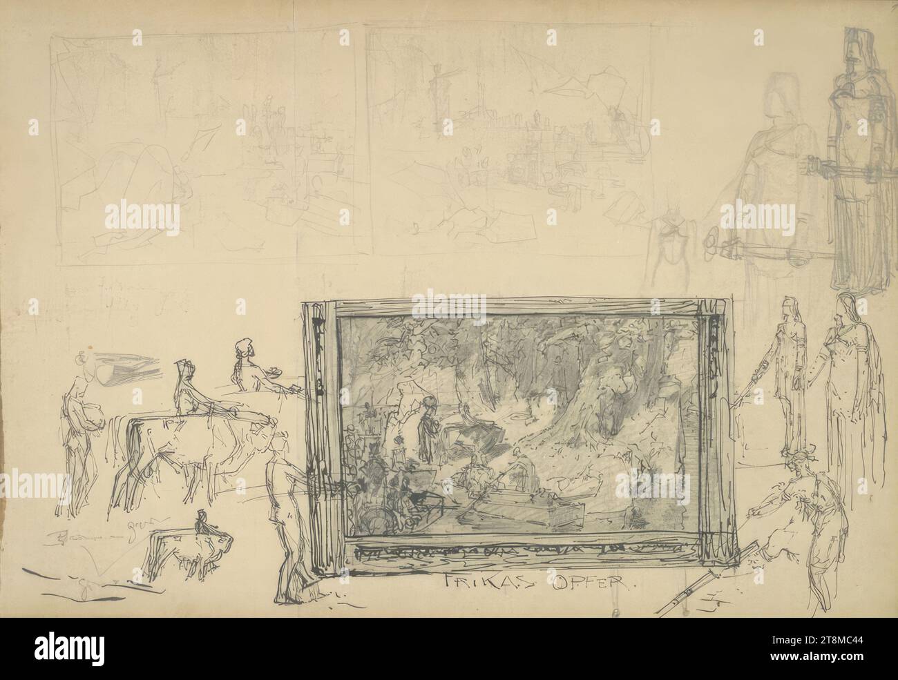Three composition drafts; 'FRIKA'S VICTIM', sketchbook Rothaug ...
