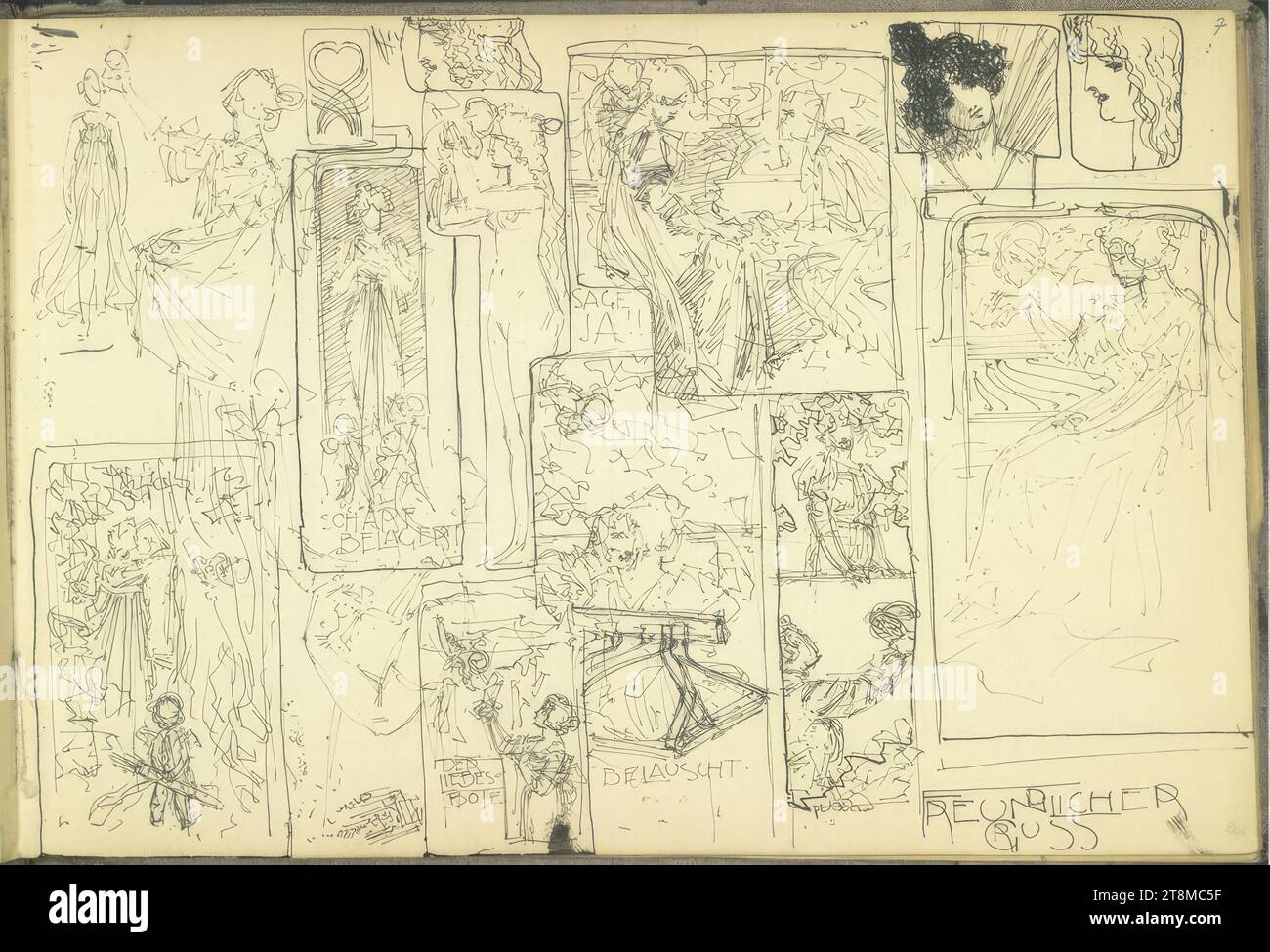 Various sketches; 'SAY YES!!'; 'FRIENDLY GREETING', Sketchbook Rothaug ...