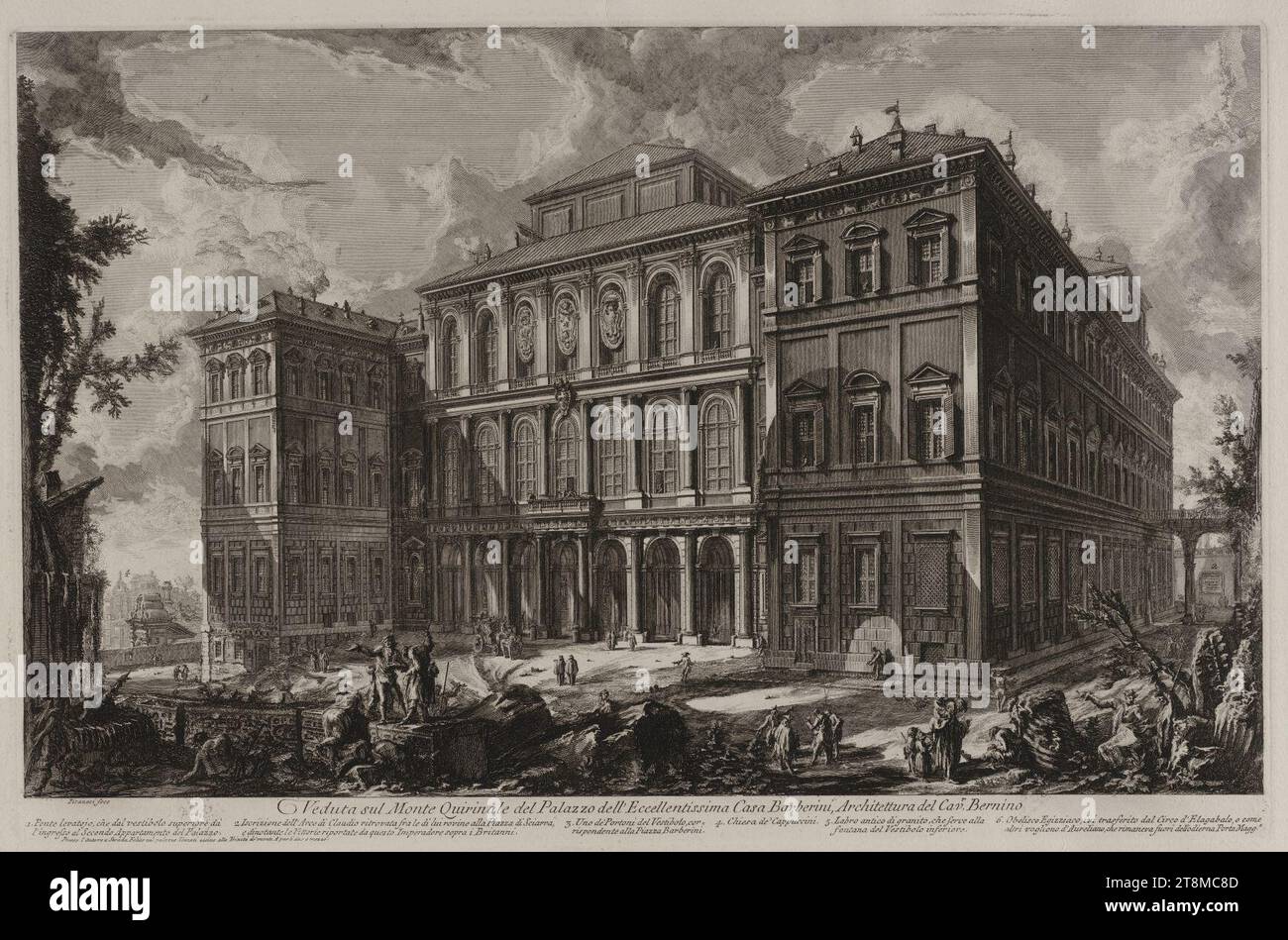 Veduta sul Monte Quirinale del Palazzo dell'Eccellentissima Casa Barberini, objectnr A 18701. Stock Photo