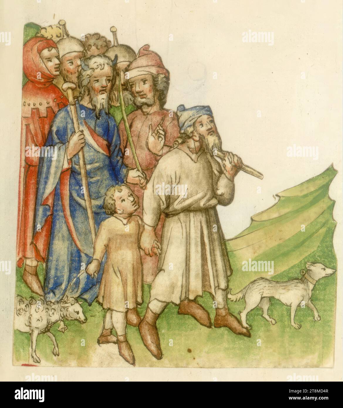 Exodus from Egypt?, History Bible, Anonymous, 1420-1430, Drawing, Colored pen drawing Stock Photo
