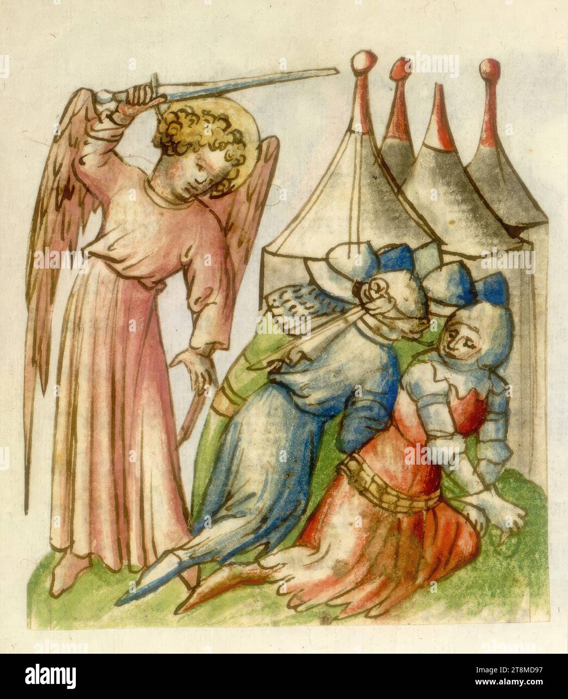 Slain Definition Angel slays sleeping warrior, History Bible, Anonymous, 1420 - 1430 ...
