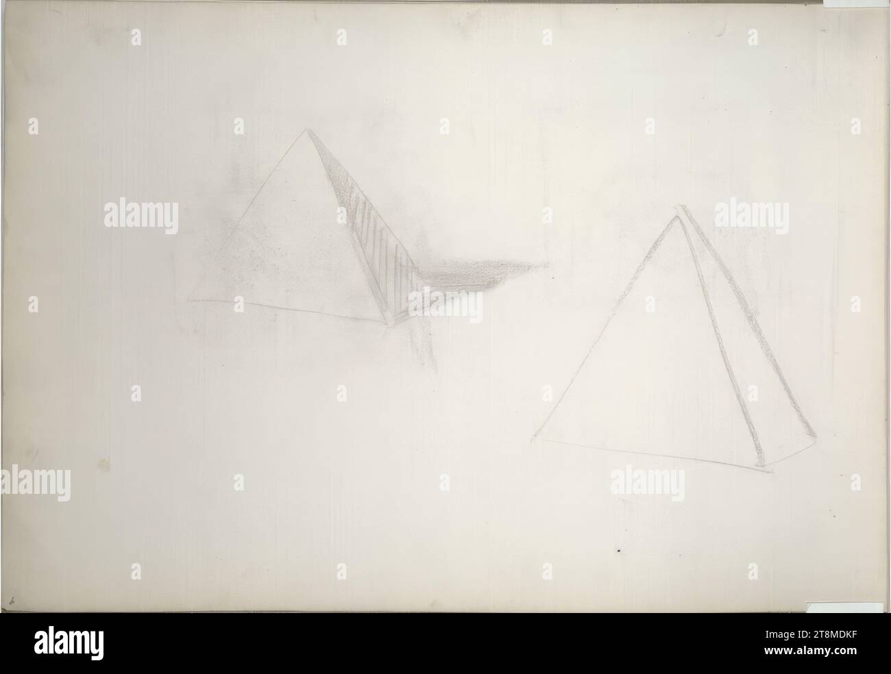 Sketch of two pyramids (upside down in the sketchbook), Sketchbook Canon Hans; 25 paginated pages, Hans Canon (Vienna 1829 - 1885 Vienna), around 1880, drawing, charcoal, sheet: 28.8 cm x 42.8 cm Stock Photo