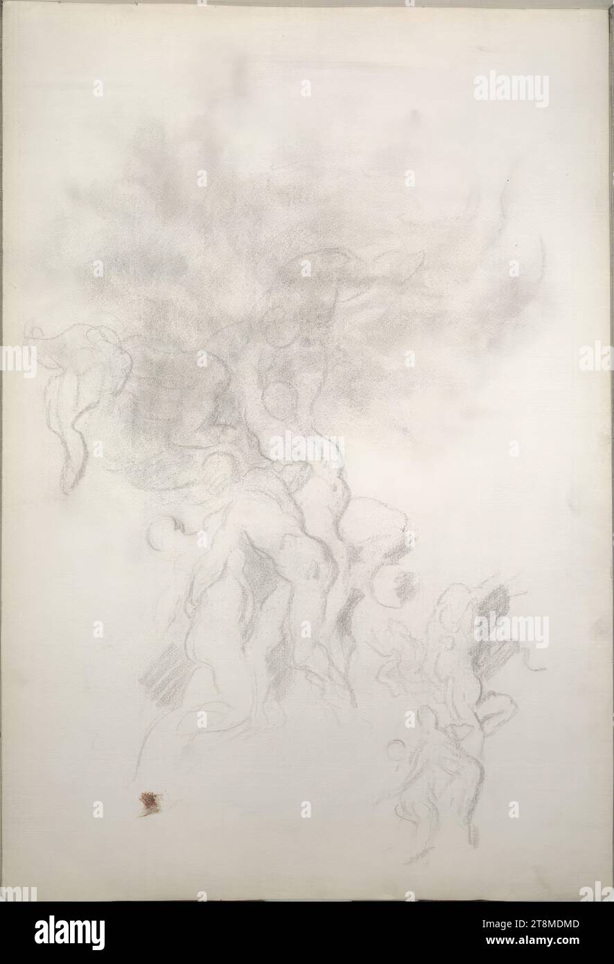 Figural compositional sketch for the 'Circle of Life', Canon Hans sketchbook; 25 paginated pages, Hans Canon (Vienna 1829 - 1885 Vienna), around 1880, drawing, charcoal, sheet: 42.8 cm x 28.8 cm Stock Photo