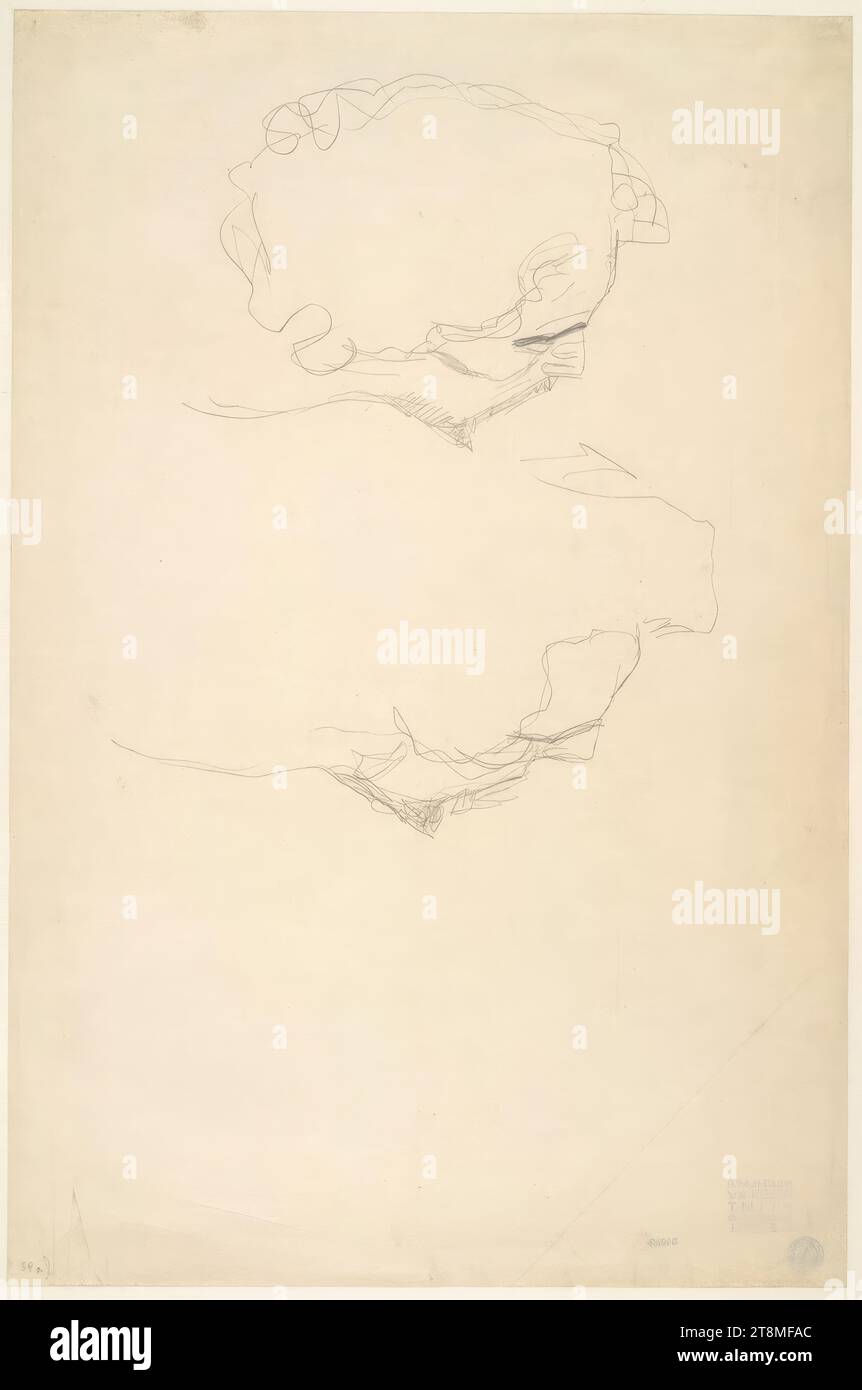 Two male heads in lost profile (studies for 'The Kiss'), Gustav Klimt (Vienna 1862 - 1918 Vienna), 1907-1908, drawing, pencil Pencil, sheet: 56 x 37 cm, verso: estate stamp of the Zimpel Collection, collector's stamp: verso estate stamp Collection Zimpel Stock Photo