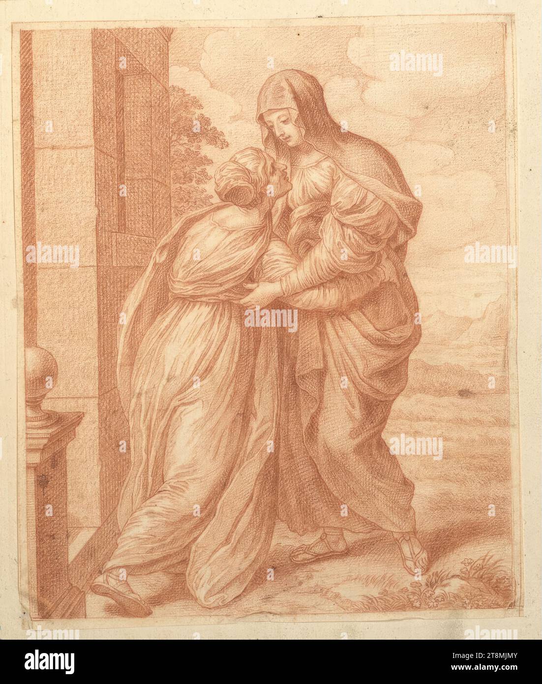 Visitatio, anonymous, drawing, sanguine, 22.9 x 18.9 cm Stock Photo - Alamy