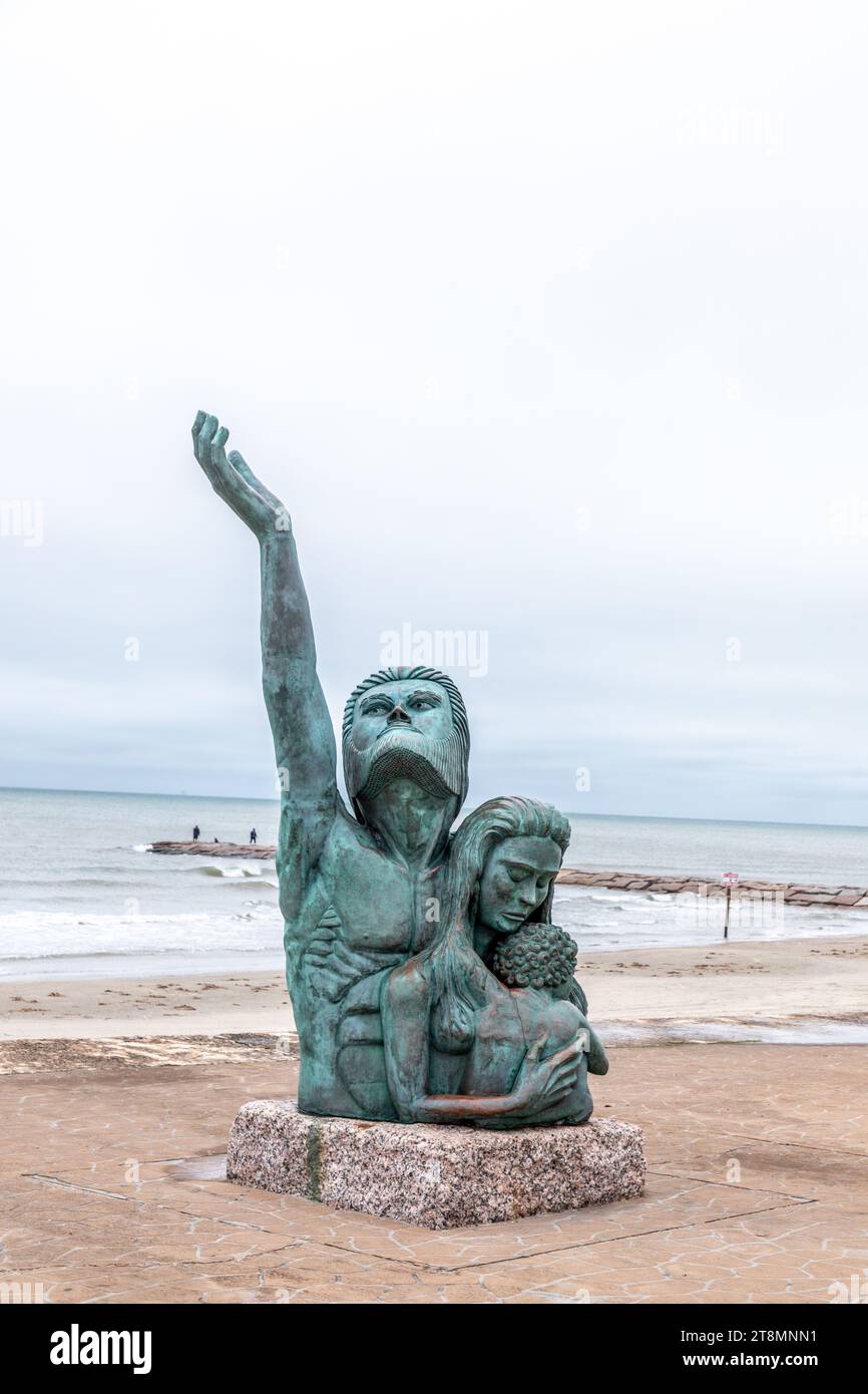 Galveston, USA November 10, 2023 empty sandy beach with great storm