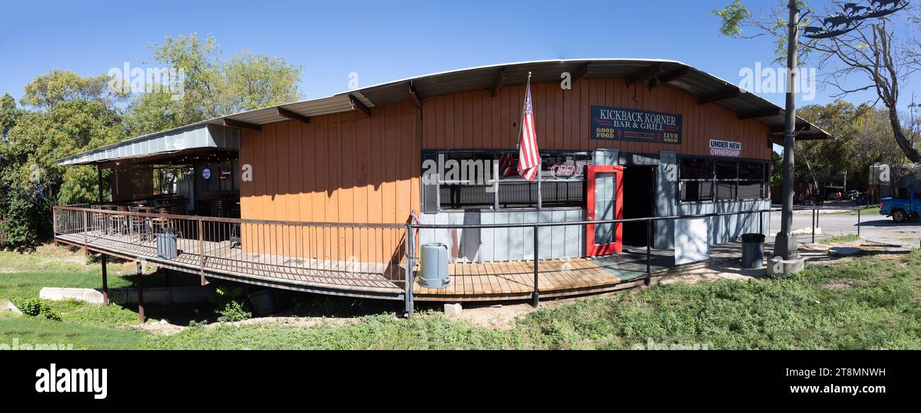 Bandera, USA - November 1, 2023: shop in old western town of Bandera, USA. Stock Photo