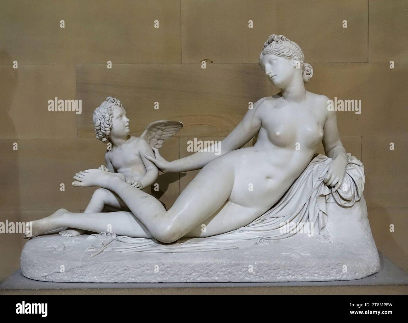 Venus and Cupid, by Pietro Tenerani, 1825, marble Stock Photo