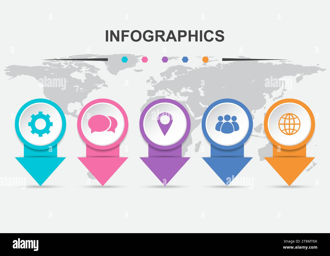 Infographic design template with 5 Arrows with icons, stock vector ...