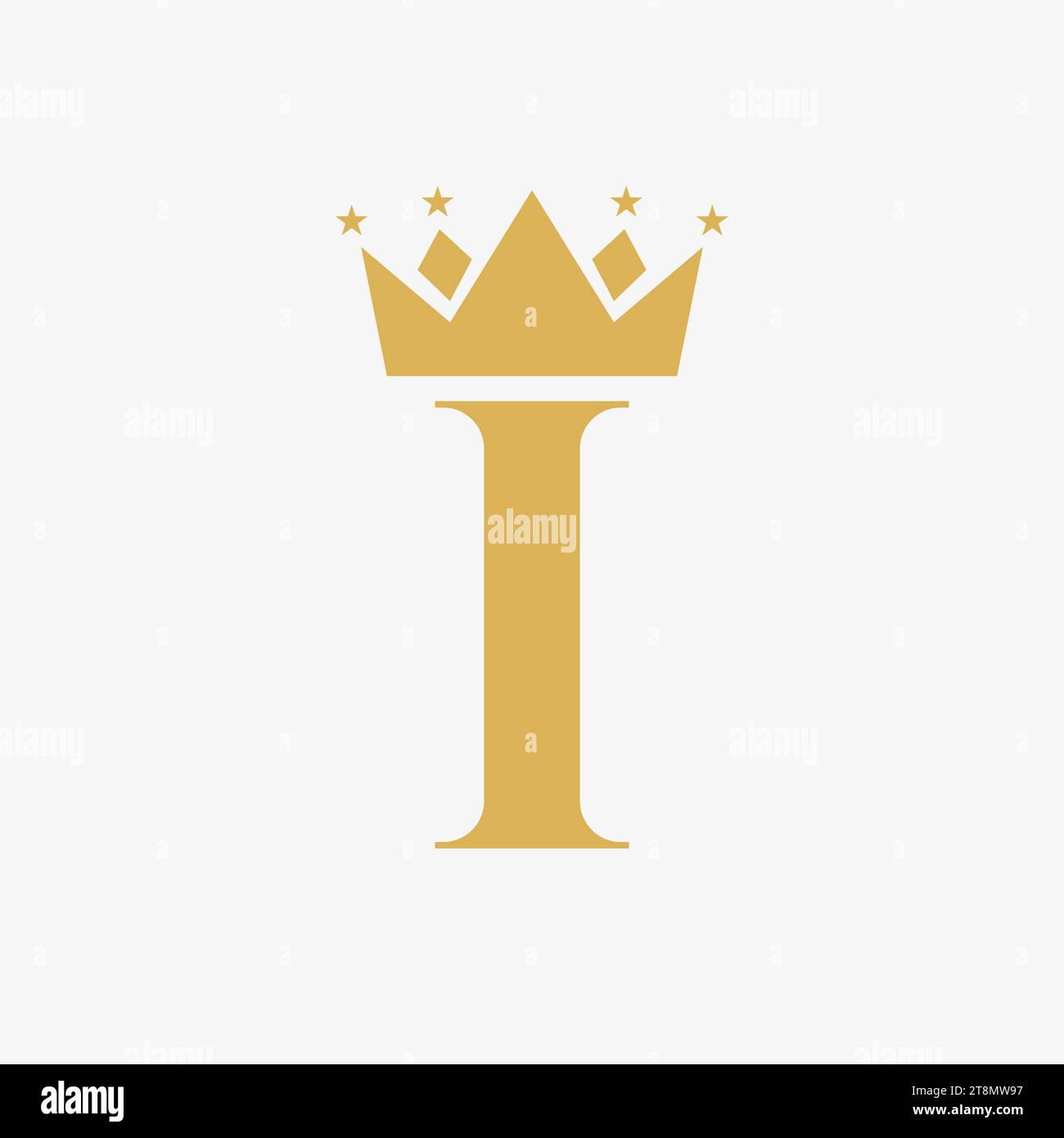Crown Logo On Letter I with Star Icon. Crown Symbol Template Stock ...