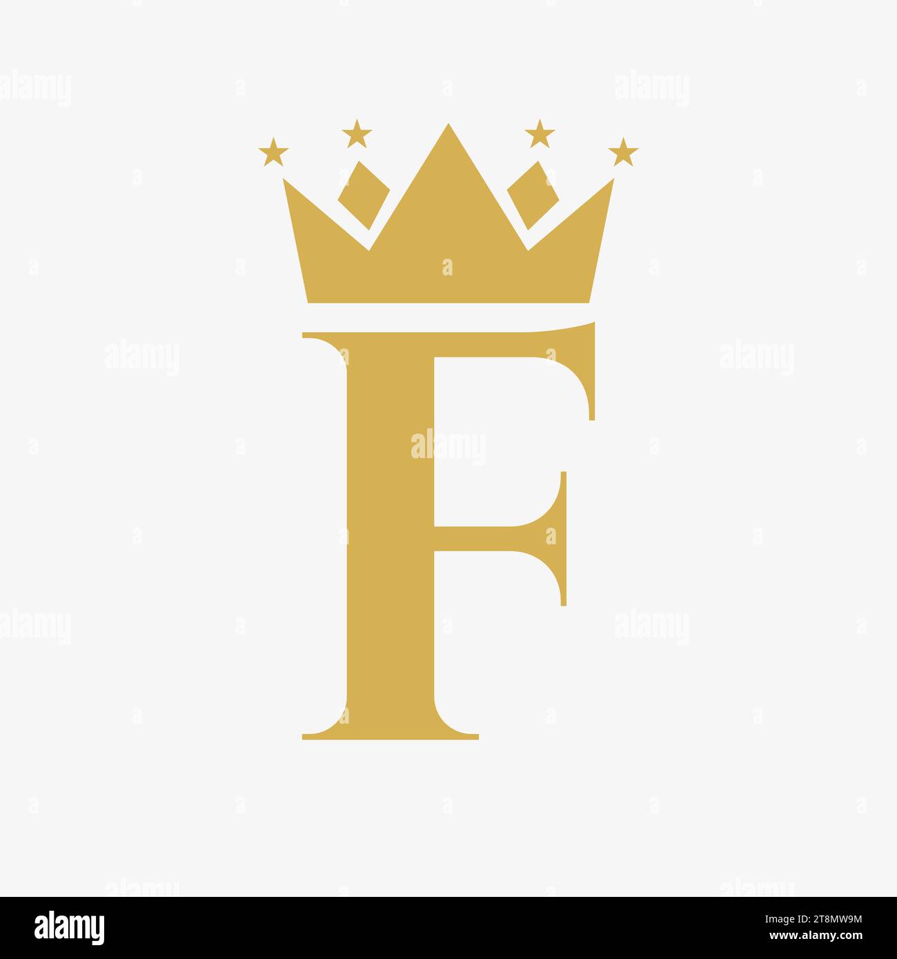 Crown Logo On Letter F with Star Icon. Crown Symbol Template Stock ...