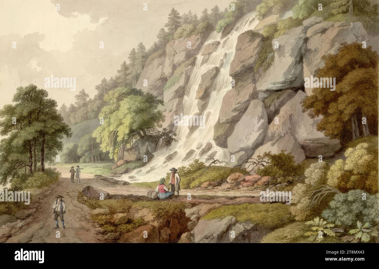Waterfall near Murau, views of Austria, Ferdinand Runk (Freiburg im Breisgau 1764 - 1834 Vienna), 1790-1810, drawing, watercolour, 26.8 x 41 cm, l. and Duke Albert of Saxe-Teschen Stock Photo