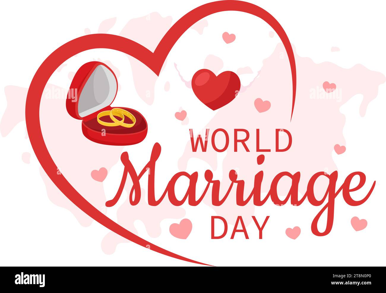 World Marriage Day Vector Illustration on February 12 with Ring of Love