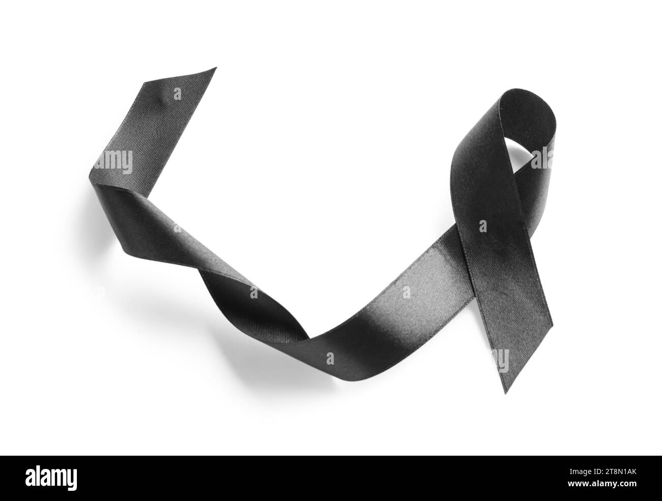 Black funeral ribbon on white background Stock Photo Alamy
