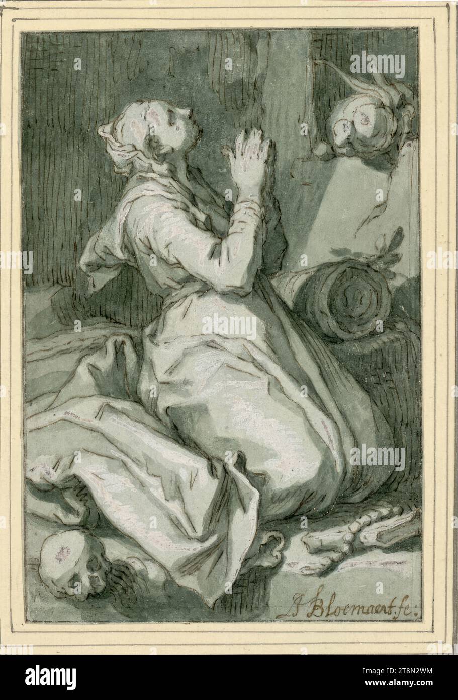 S. Melania Junior, Abraham Bloemaert (Gorinchem 1564 - 1651 Utrecht), drawing, pen in brown, green wash, opaque white, 13.1 x 8.8 cm, l. u. Duke Albert von Saxe-Teschen, r. u. 'A. Bloemaert Stock Photo