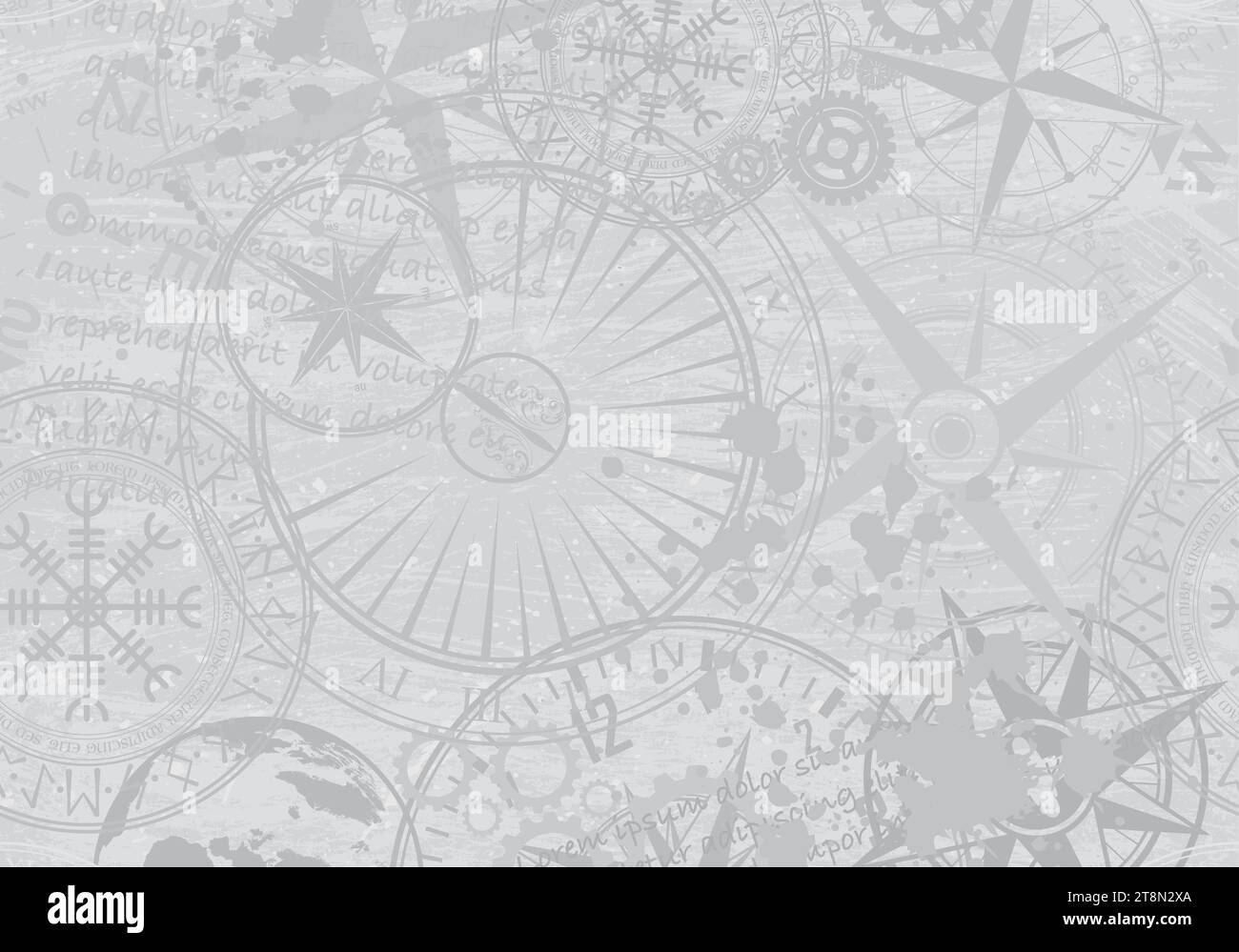 Grunge grey abstract compass background Stock Vector
