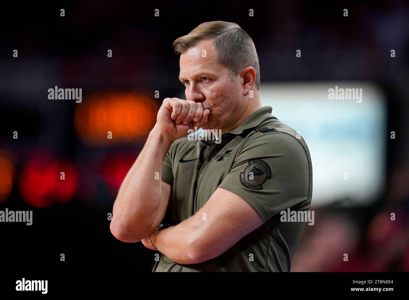 Iowa State head coach T.J. Otzelberger watches from the bench during
