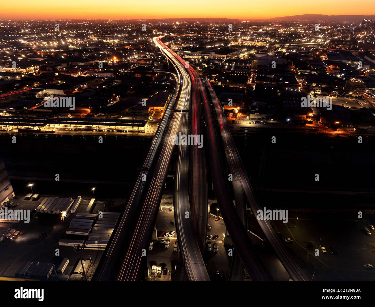 Los Angeles USA 20th Nov 2023 Drone View Of The I 10 Freeway That los-angeles-usa-20th-nov-2023-drone-view-of-the-i-10-freeway-that