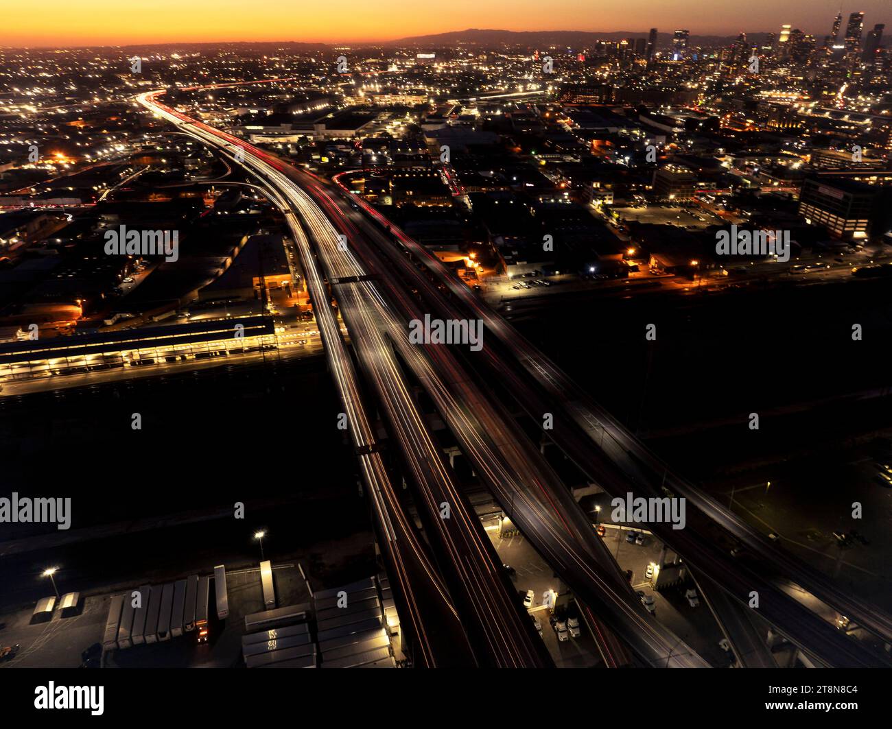 Los Angeles USA 20th Nov 2023 Drone View Of The I 10 Freeway That los-angeles-usa-20th-nov-2023-drone-view-of-the-i-10-freeway-that