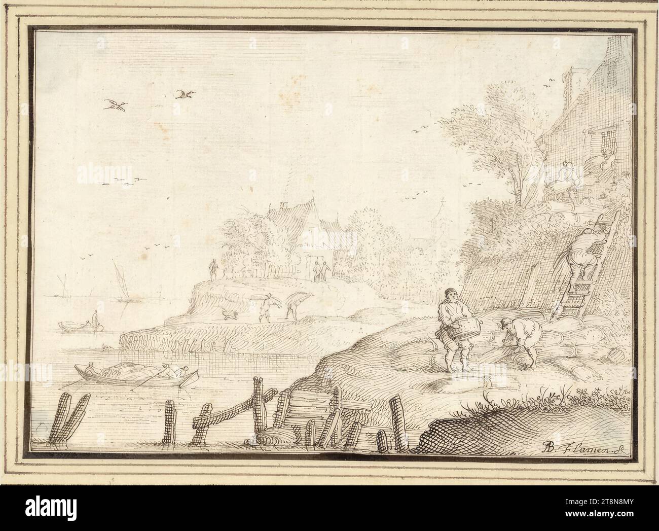 Coastal landscape with peasants bringing in hay (II-7), '2d Livre de ...