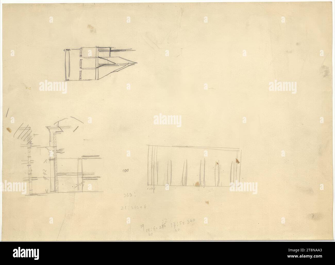 Land Section Paper development of the horticultural land, sections through the facade ...