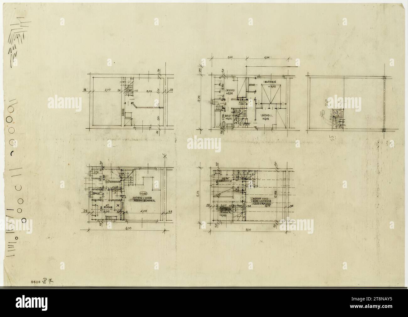 Single-family semi-detached house (Werkbundsiedlung), Vienna XIII, Woinovichgasse 13, 15, 17, 19, floor plans, 1931, architectural drawing, blueprint, 297 x 420 mm Stock Photo