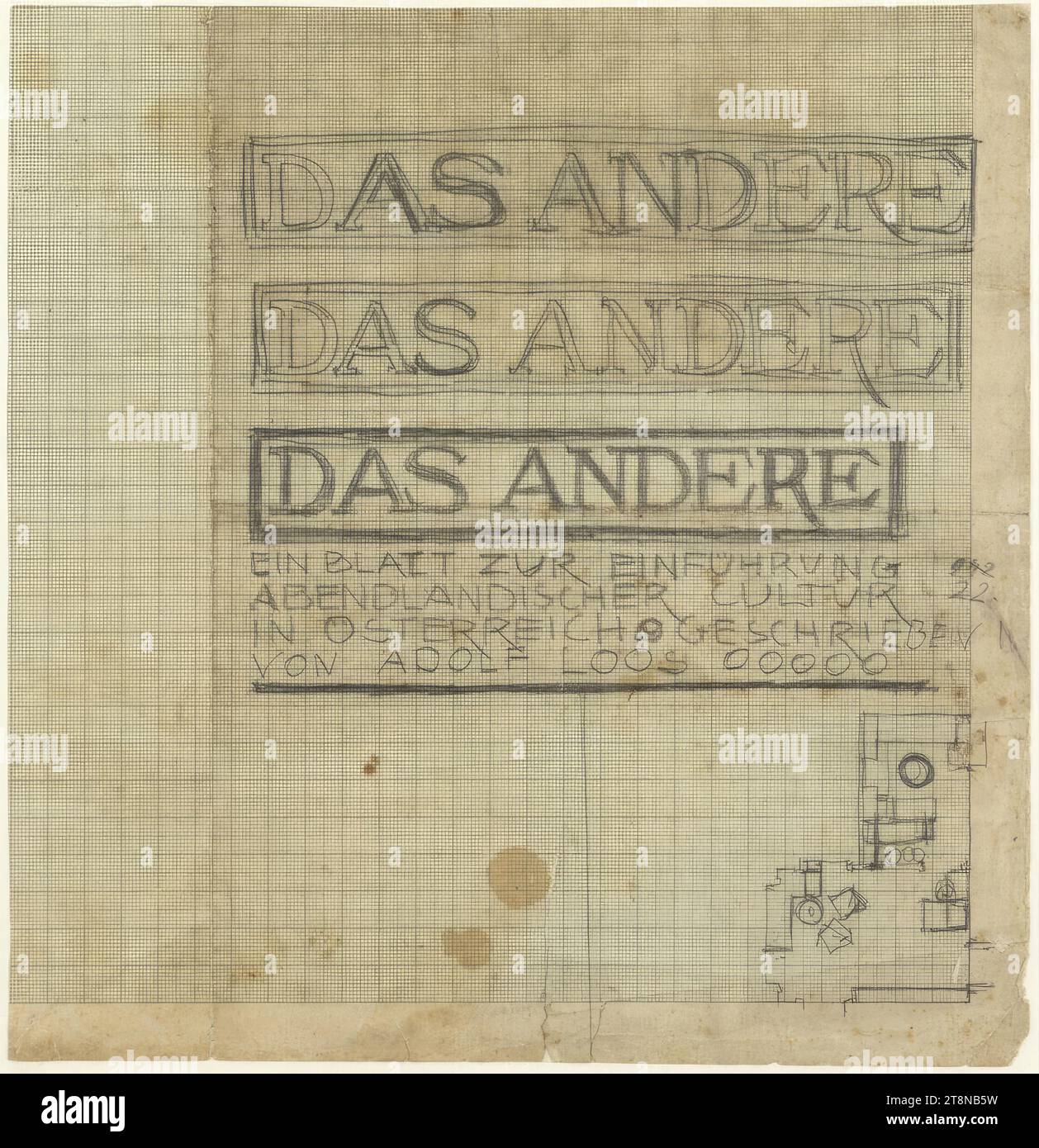 The Other, title page draft, floor plan sketches, 1903, architectural drawing, graph paper