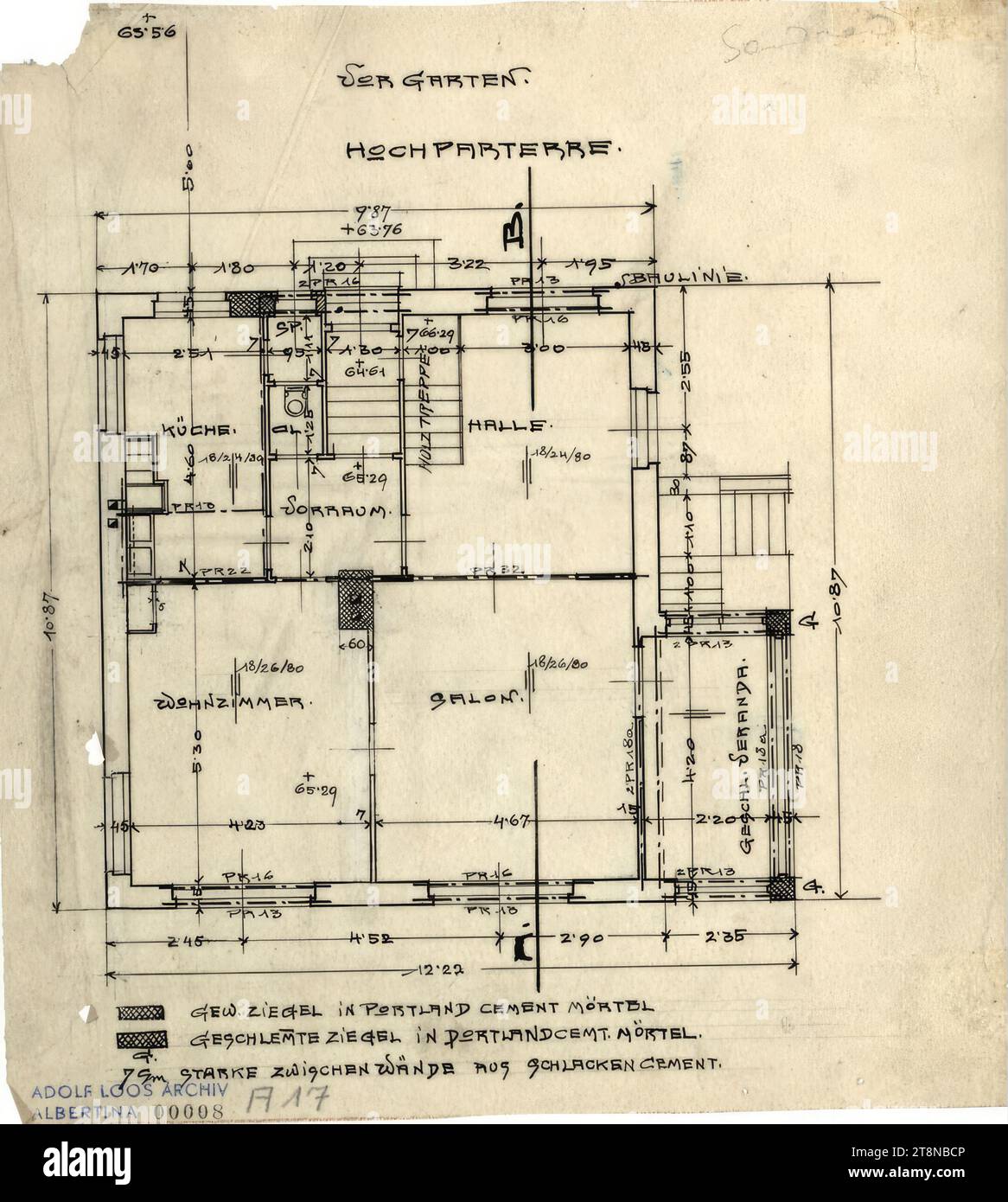 Vienna, Helene Horner House, floor plan of the raised ground floor