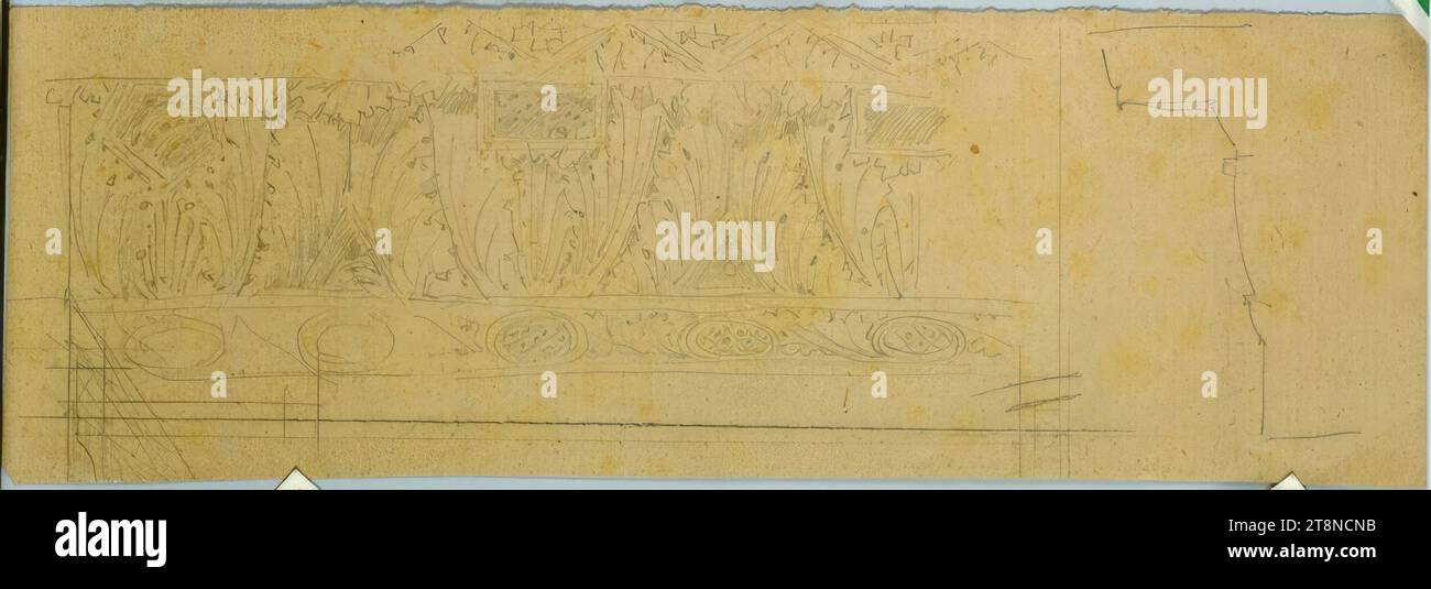 Study of an Acanthus Frieze, Elevation, Section, Architectural Drawing