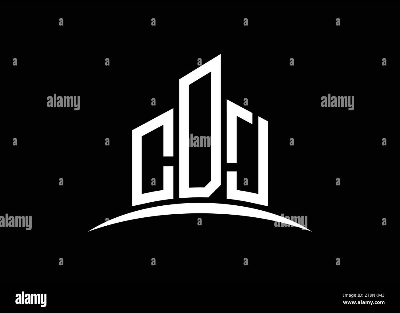 Letter CDJ building vector monogram logo design template. Building Shape CDJ logo. Stock Vector