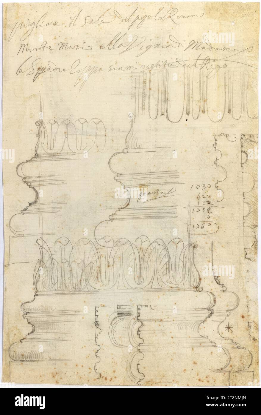 Undefined Drawing Rome, Undefined, profile studies for column bases based on an antique ...