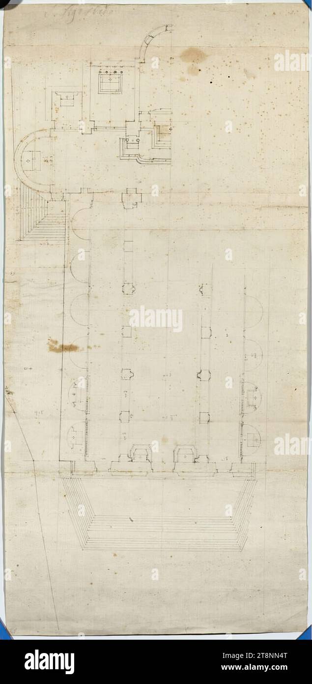 Rome, Sant' Agostino, ground plan, architectural drawing, blind grooves ...