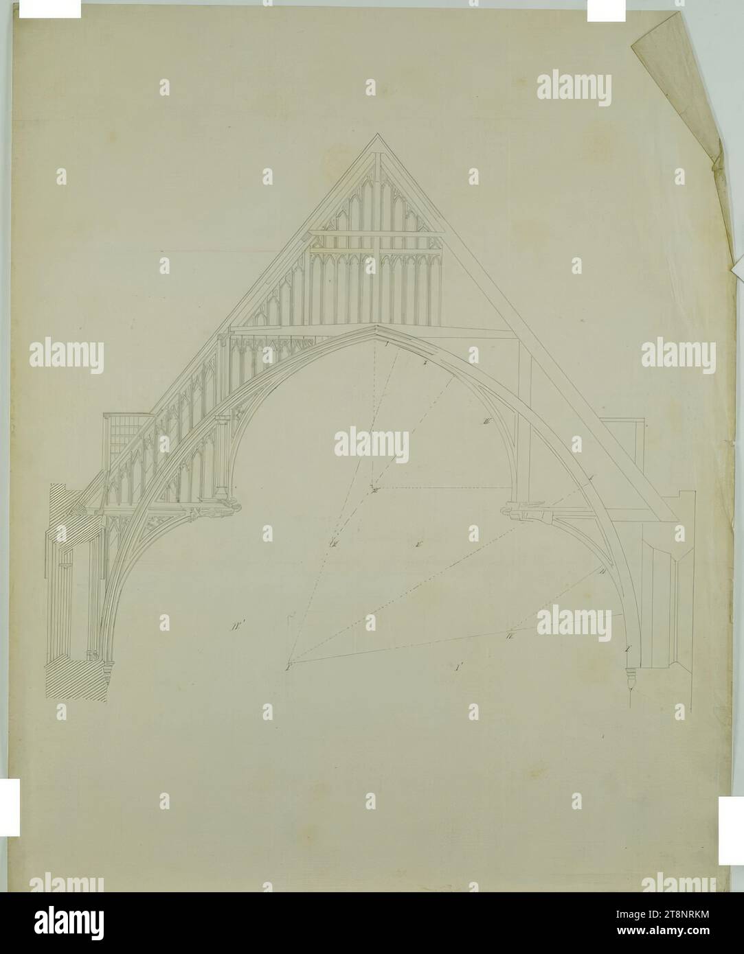 London, Westminster Hall, HammerbeamRoof, cross section, Carl von