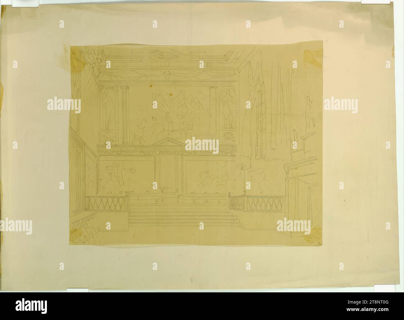 Venice, Doge's Palace, Interior, Perspective, Carl von Hasenauer (Vienna 1833–1894 Vienna), Architectural Drawing, Pencil, 271 x 335 mm (376 x 529 mm Stock Photo