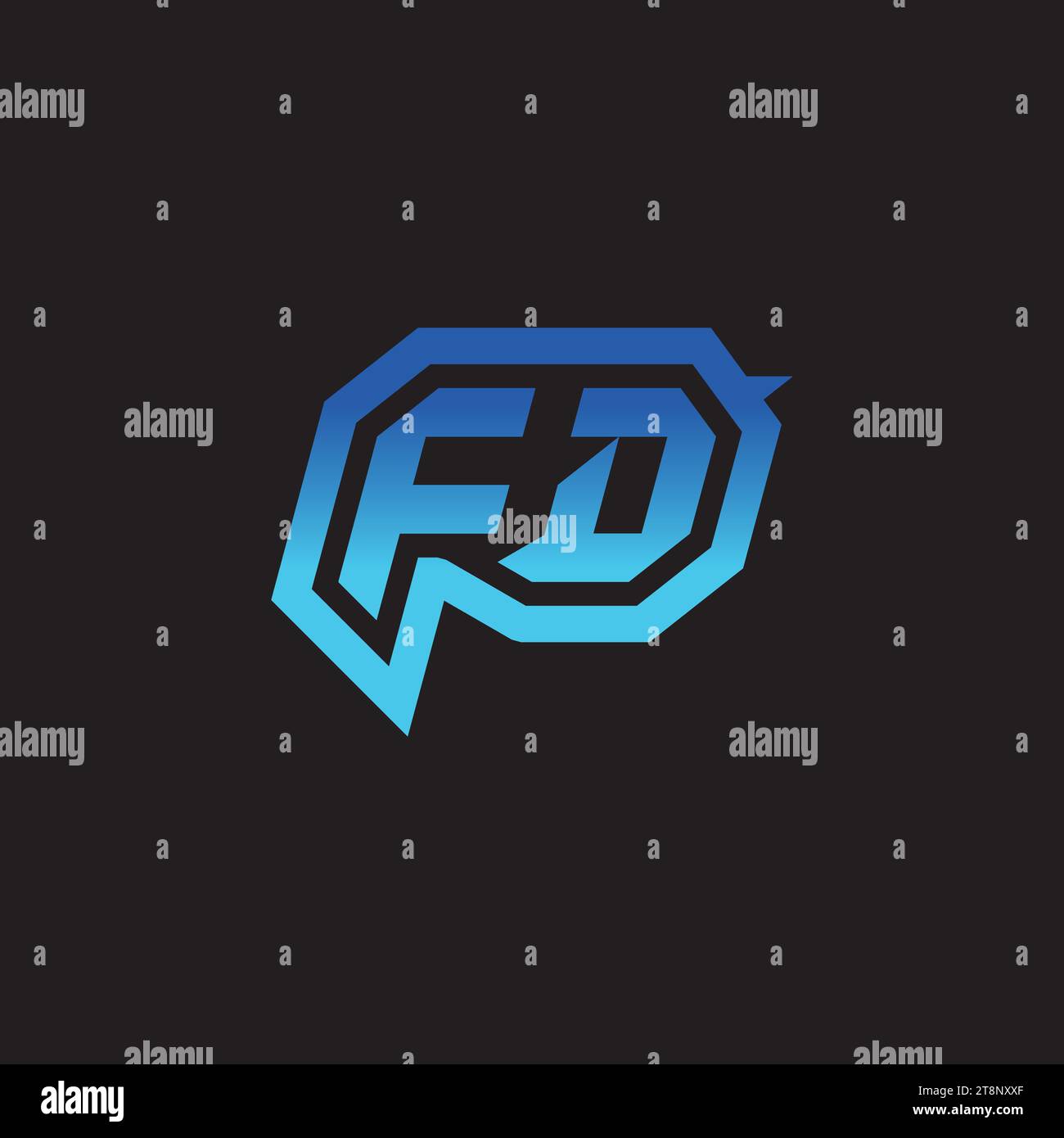 FD initial inspiration logo design esport and gaming clan ideas Stock Vector