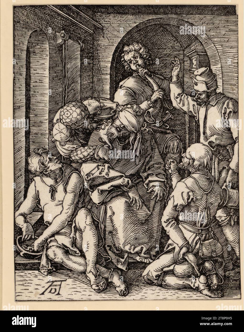 The Mocking of Christ (Small Passion, 15), The Small Passion, Albrecht Dürer (Nuremberg 1471 - 1528 Nuremberg), around 1508/09, print, woodcut; Sheet is trimmed, remnants of the platemark are visible, sheet: 12.7 × 9.7 cm Stock Photo