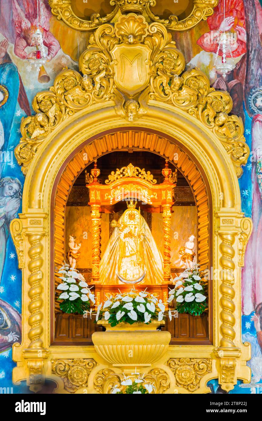 Statue of the Virgin Mary, Virgen de Canelaria, patron saint of the Canary Islands archipelago, Basilica de Nuestra Senora de la Candelaria Stock Photo