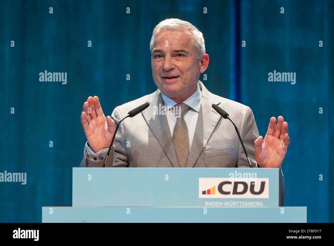 Thomas Strobl, Deputy Prime Minister and Minister of the Interior, outgoing state chairman of the CDU Baden-Wuerttemberg during his speech Stock Photo