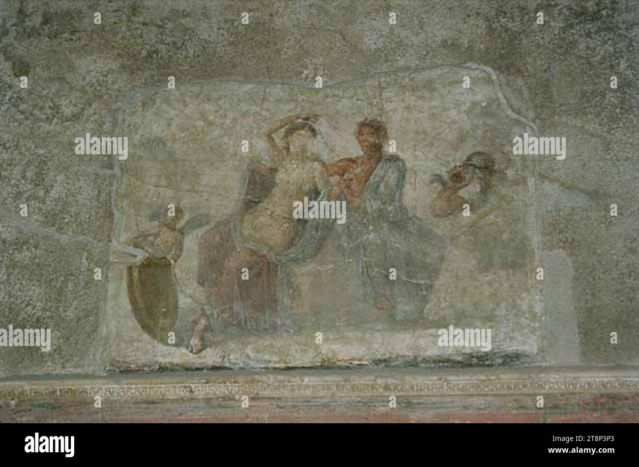 VI.2.4 Pompeii. May 2010. South wall of cubiculum in the south-west corner of small garden. Painting of Ares and Aphrodite.. Stock Photo