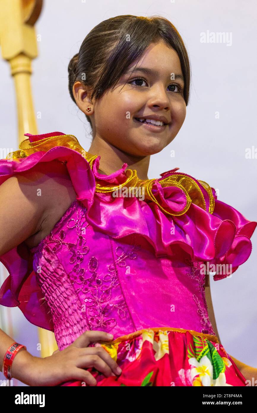 Girl in folklore dress, portrait, La Macarena, Colombia Stock Photo - Alamy