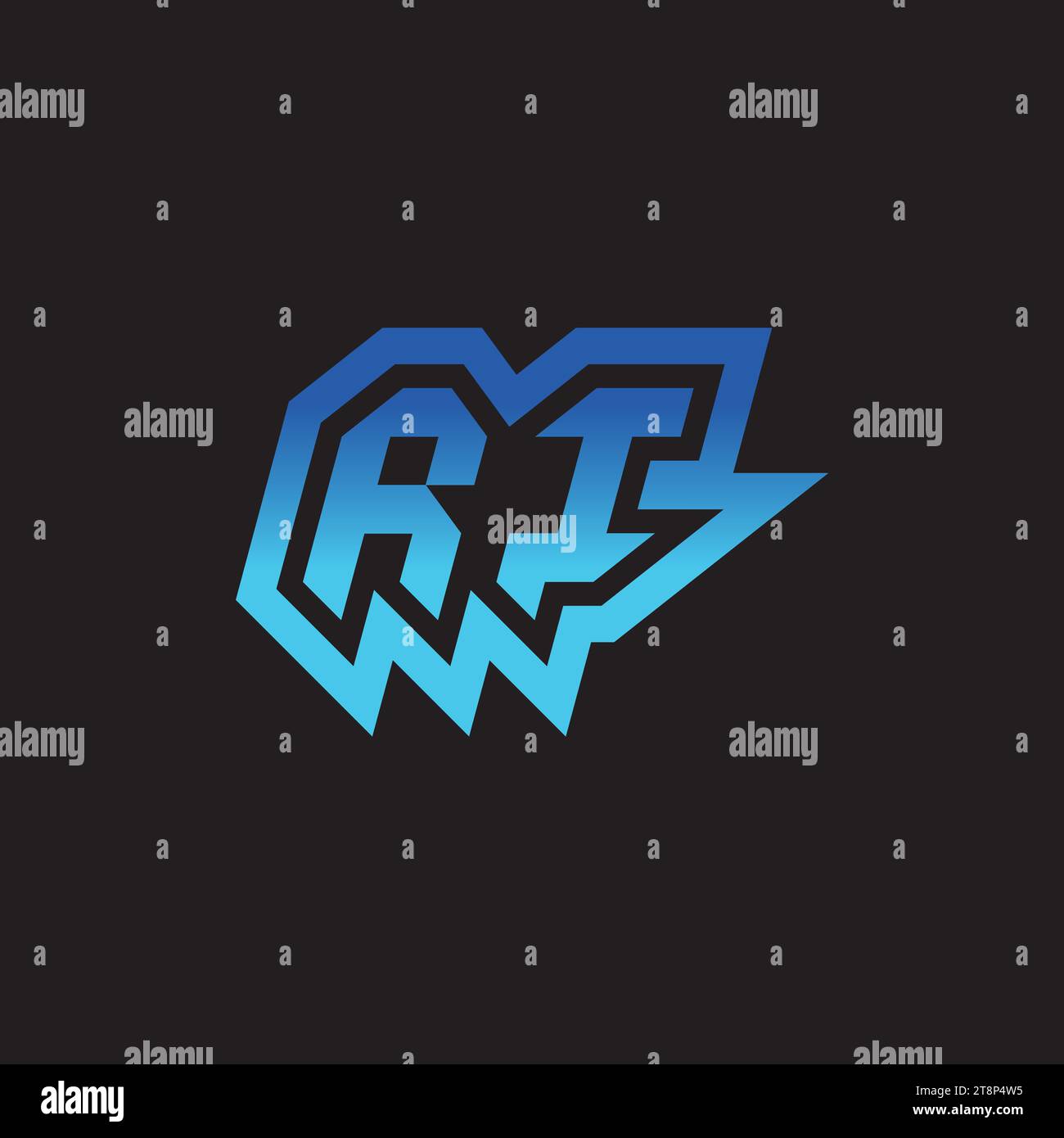 RI initial inspiration logo design esport and gaming clan ideas Stock Vector