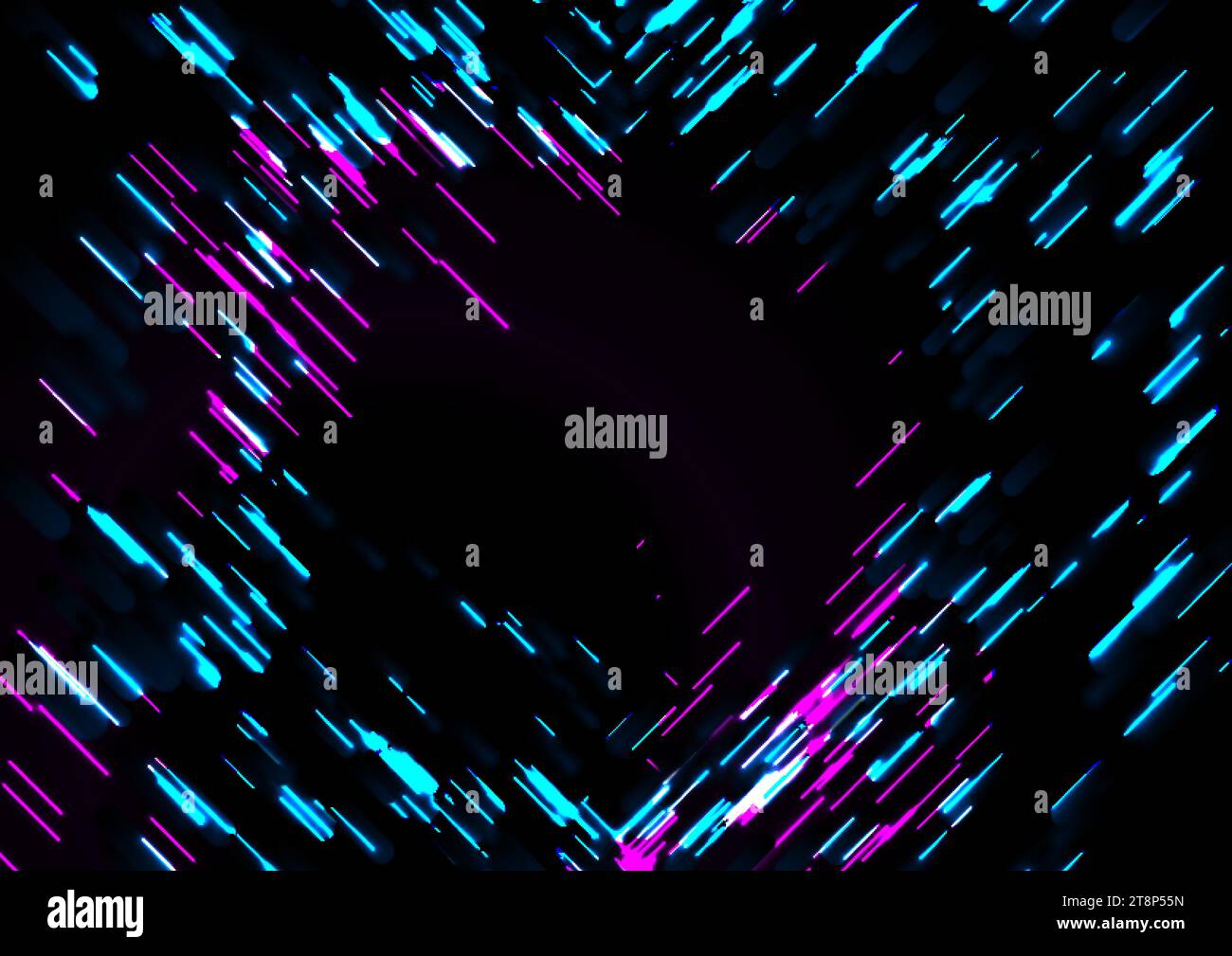 Abstract blue purple glowing neon lines tech background. Laser glitch ...