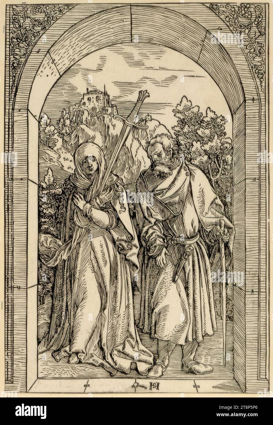 Sorrowful Mary and St. Joseph, Hans Schäufelin (Upper Rhine around 1482/83 - 1539/40 Nördlingen), around 1510, print, woodcut, sheet: 23.1 x 15.7 cm Stock Photo