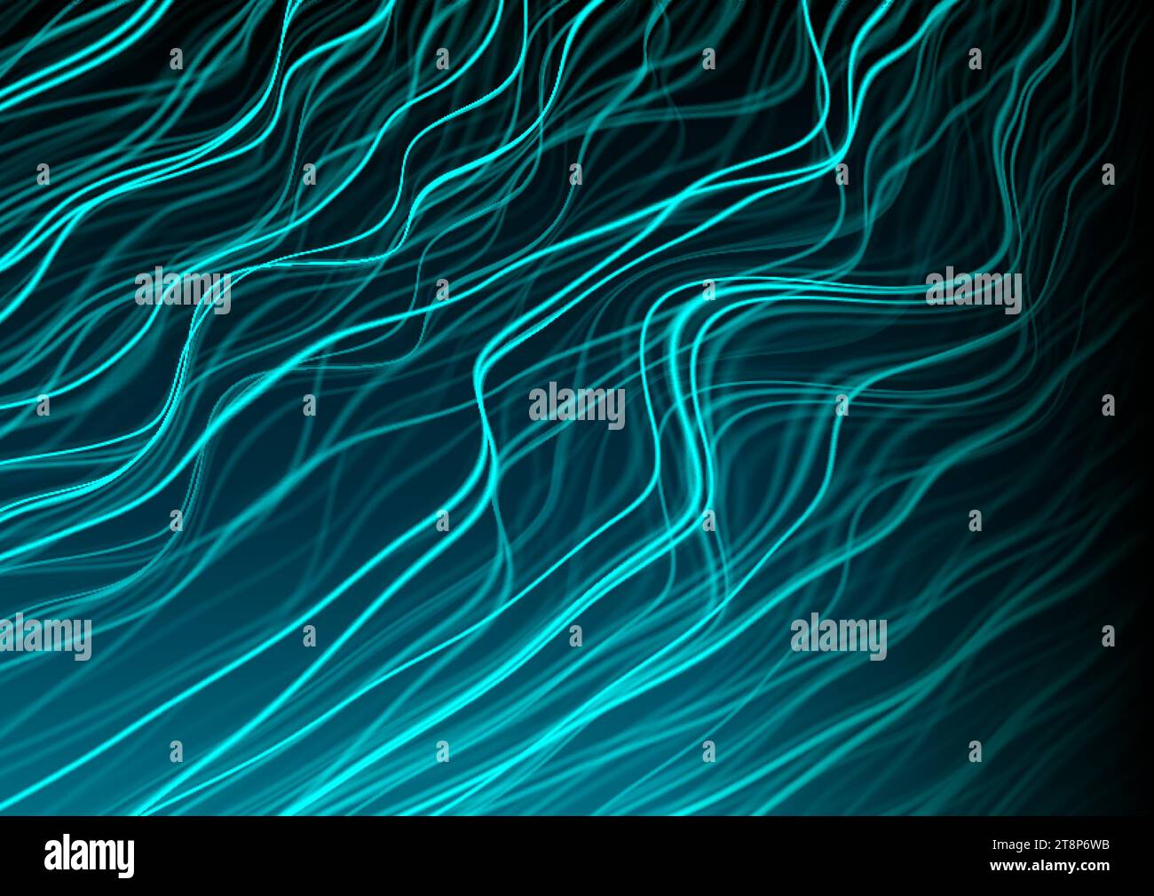 Blue luminous glowing liquid wavy lines abstract neon lights background ...