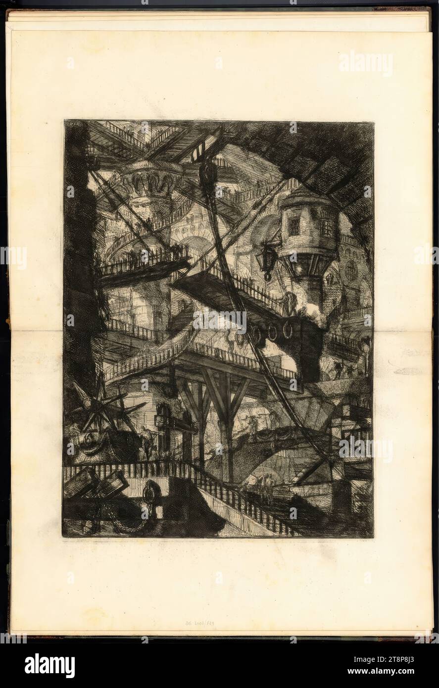 The drawbridge, Carceri d'invenzione di G. Battista Piranesi Archit Vene, Giovanni Battista Piranesi (Mogliano Veneto 1720 - 1778 Rome), 1761 (2nd edition), print, etching, image: 54.8 × 40.7 cm Stock Photo
