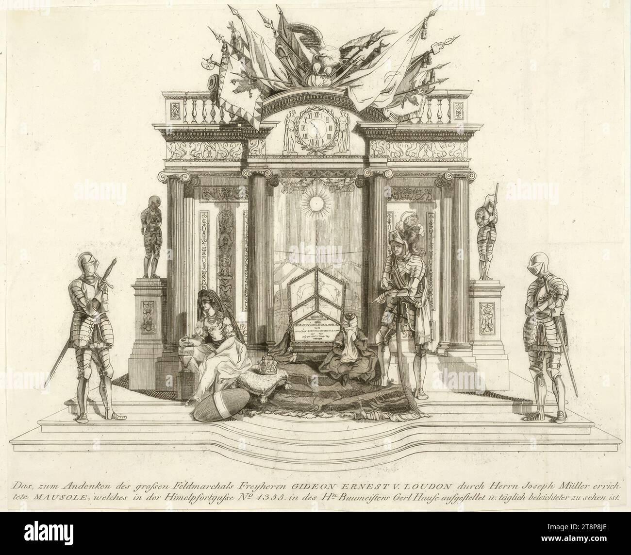 Mausoleum for Gideon Ernst Freiherr von Loudon (Laudon), anonymous, (after) 1790, printmaking, etching, sheet: 20.5 cm x 32.8 cm Stock Photo