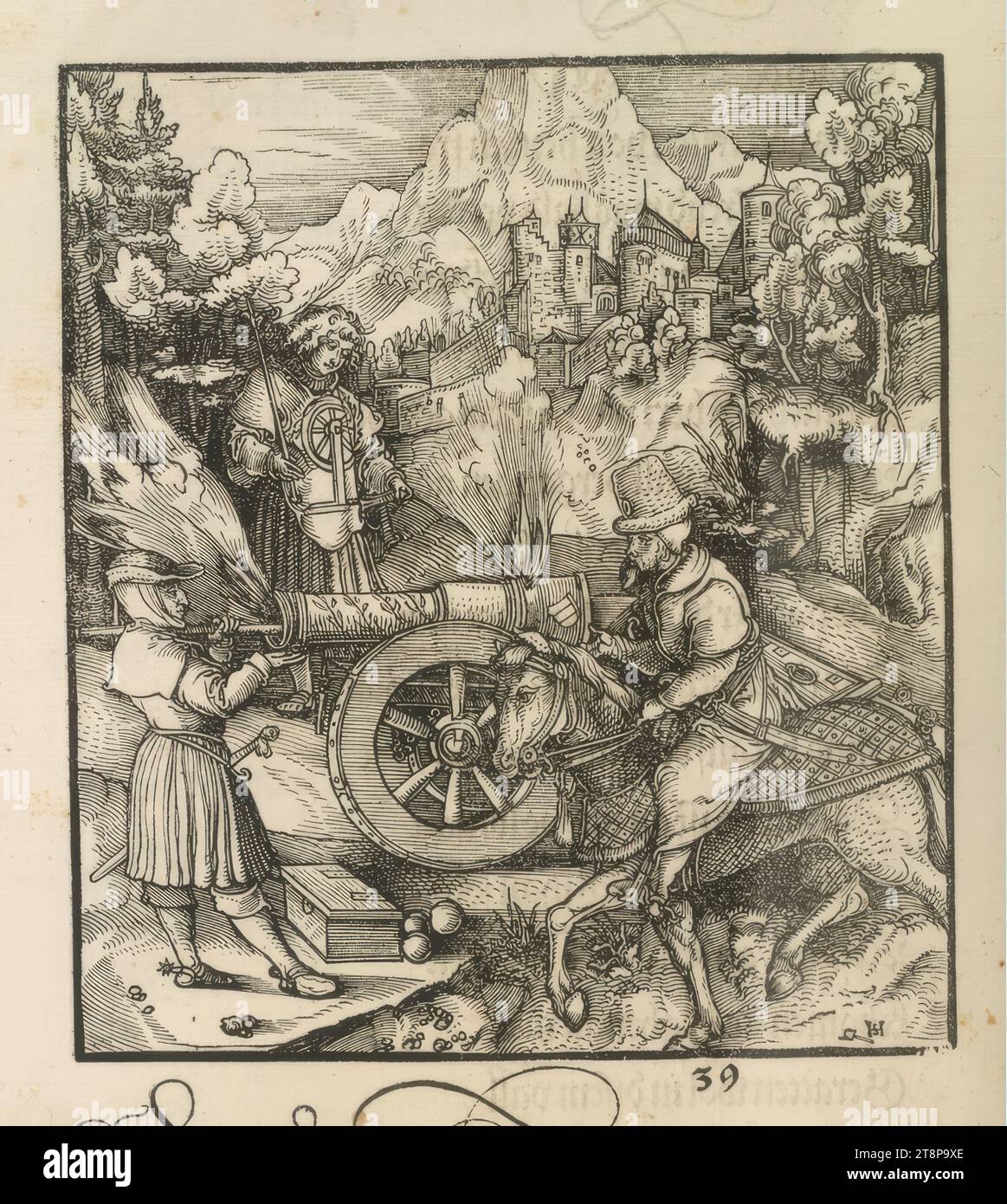 Theuerdank: Image 39 - Theuerdank stands with open fire in front of an ...