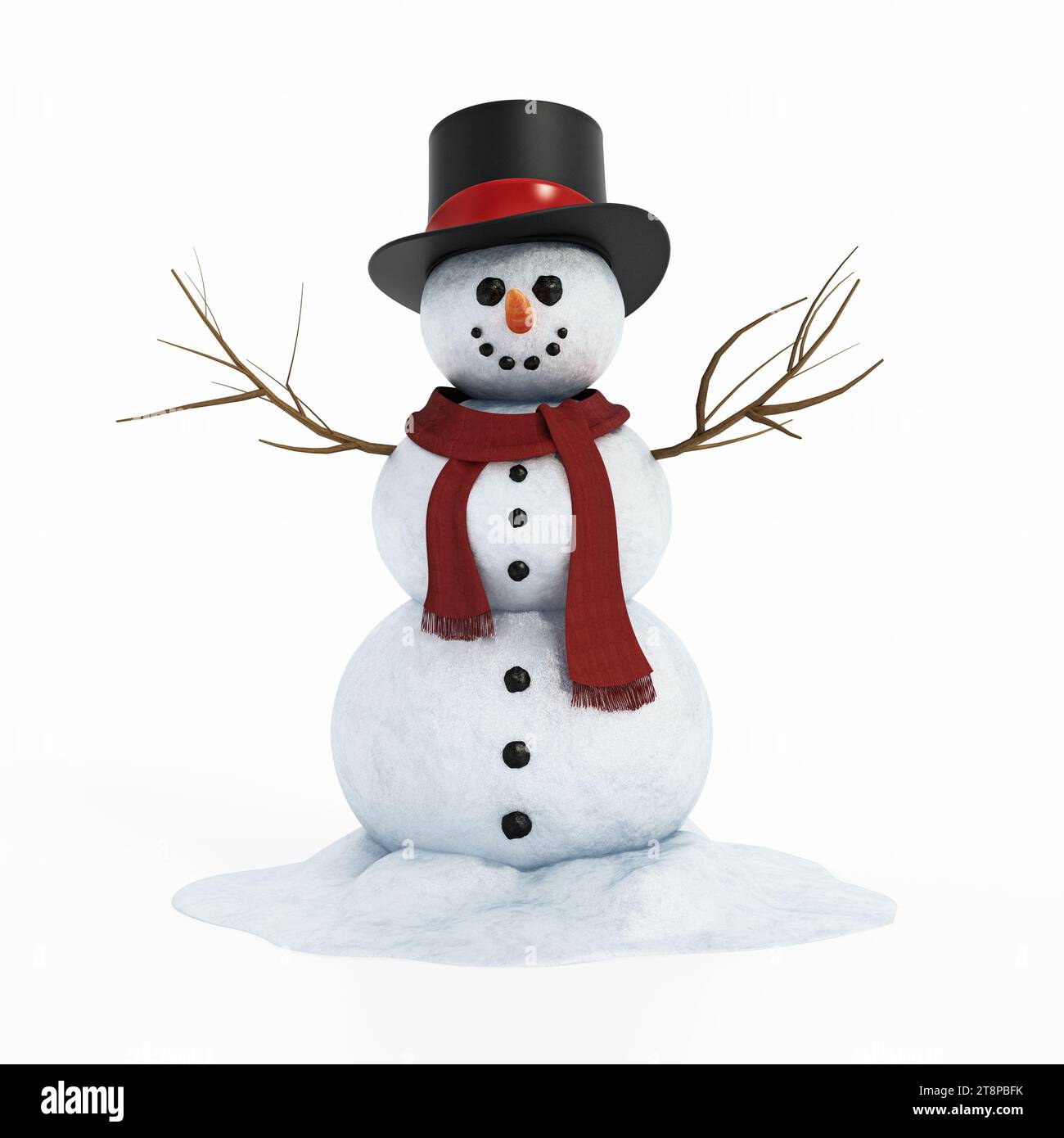 Snowman isolated on white background. 3D illustration Stock Photo - Alamy