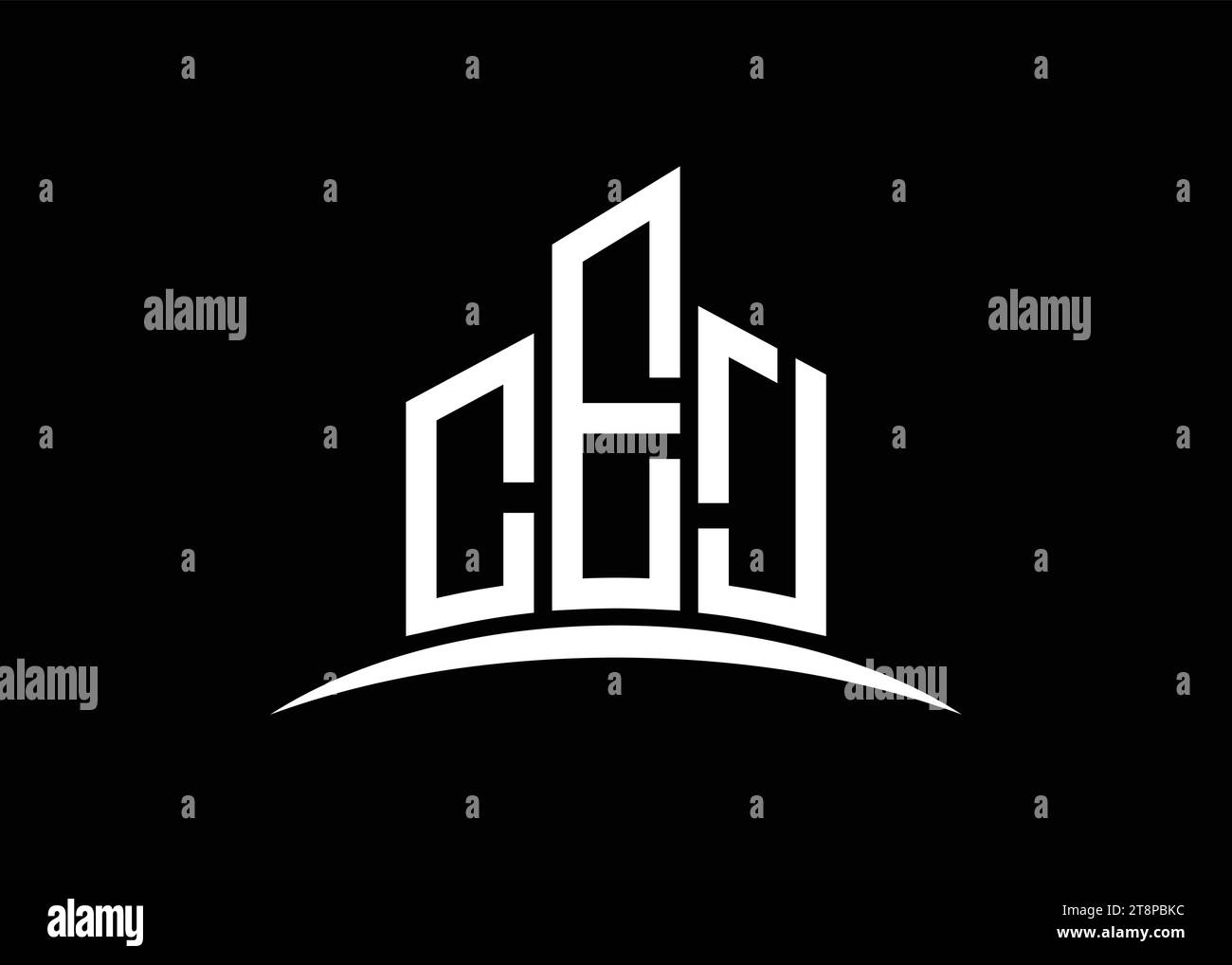 Letter CEJ building vector monogram logo design template. Building Shape CEJ logo. Stock Vector
